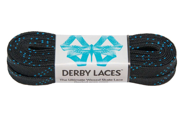 Derby Laces (Waxed 10mm) - Black with Blue Tracer