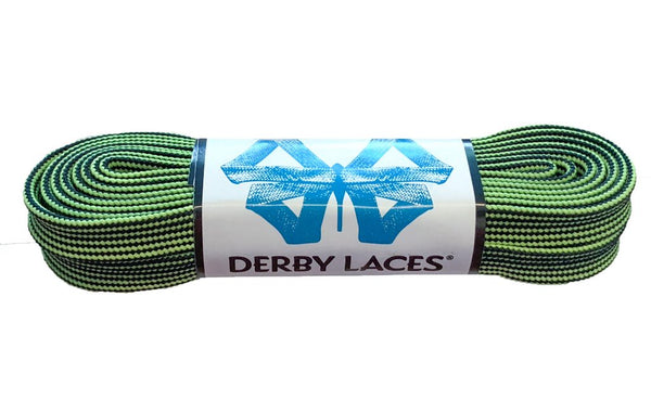 Derby Laces (Waxed 10mm) - Black/Lime Green Stripe