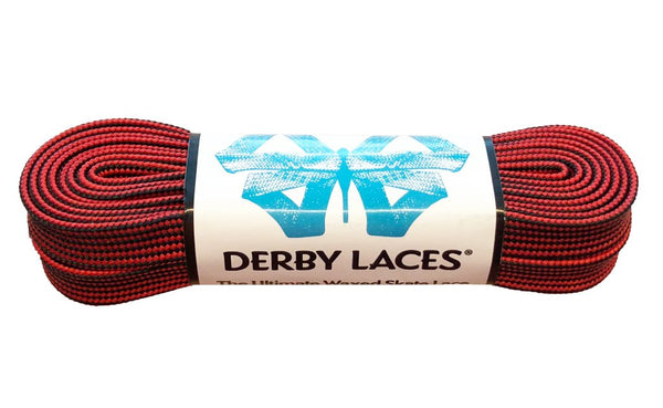 Derby Laces (Waxed 10mm) - Black/Red Stripe