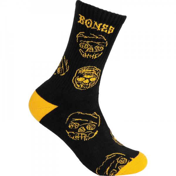 Bones Wheels Black & Gold Crew Socks