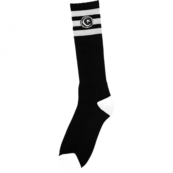 Found 3 Stripe Tall Socks - Black/White (1pr)