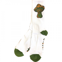 Happy Hour Mushroom White/Green Crew Socks