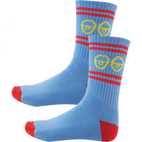Krooked Eyes Crew Sock - Light Blue/Red/Yellow (1pr)