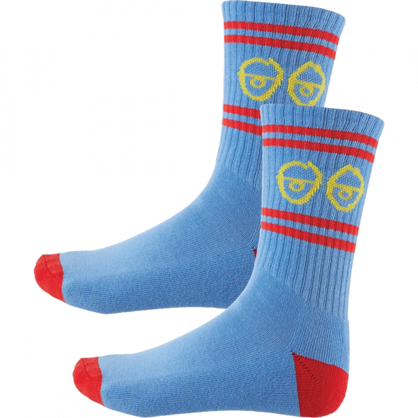 Krooked Eyes Crew Sock - Light Blue/Red/Yellow (1pr)