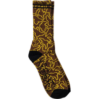 Krooked Multi Birds Socks - Brown/Yellow/Black (1pr)