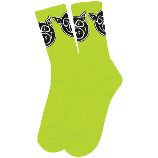 Pig Head Crew Socks - Green (1pr)