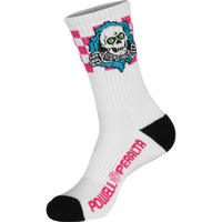 PWL/P Ripper Checker Stripe Crew Socks - Blue/Pink/White (1pr)