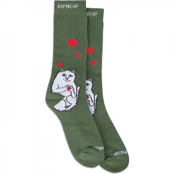 Rip N Dip Nermal Loves Crew Socks - Olive (1pr)