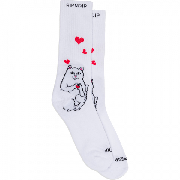Rip N Dip Nermal Loves Crew Socks- White (1pr)