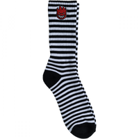 Spitfire Big Head Fill Embroidered Stripe Crew Socks - Black/White (1pr)