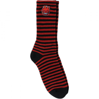 Spitfire Bighead Fill Embroidered Stripe Crew Socks - Black/Dark Red (1pr)