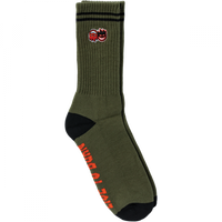 Spitfire Eternal Fill Embroidered Crew Socks - Olive/Black/Red (1pr)