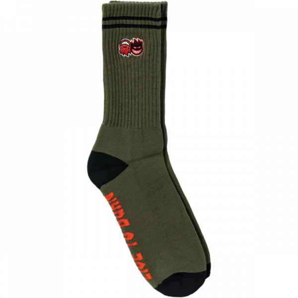 Spitfire Eternal Fill Embroidered Crew Socks - Olive/Black/Red (1pr)