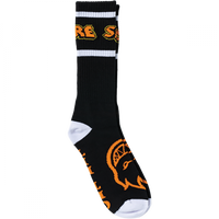 Spitfire Hellfire Script Crew Socks - Black/White/Orange (1pr)