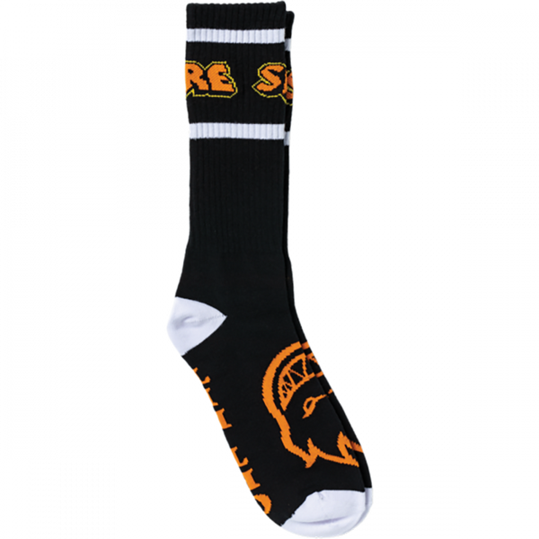 Spitfire Hellfire Script Crew Socks - Black/White/Orange (1pr)