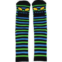 TM Monster Face Mini Stripe Crew Socks - Green (1pr)