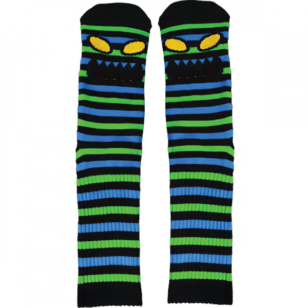 TM Monster Face Mini Stripe Crew Socks - Green (1pr)