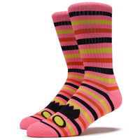 TM Monster Face Mini Stripe Crew Socks - Pink (1pr)