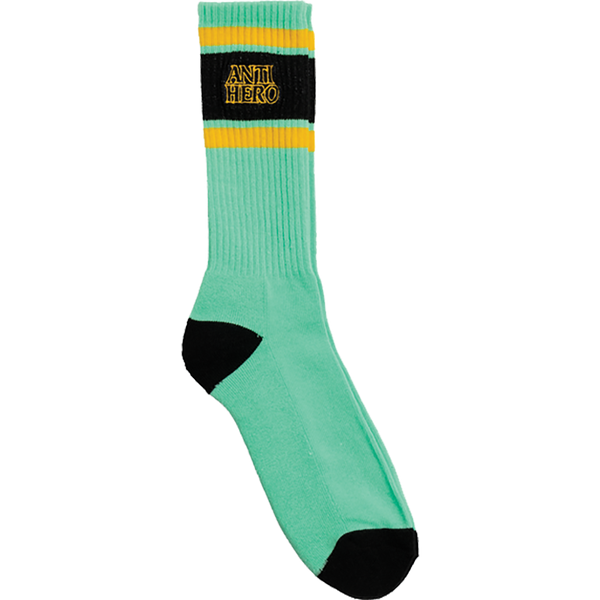 Anti Hero Blackhero Outline EMB Crew Socks - Green/Black/Gold (1pr)