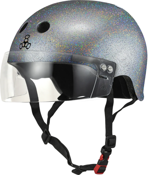 Triple8 THE Certified Sweatsaver Helmet w/ Visor - Silver Glitter