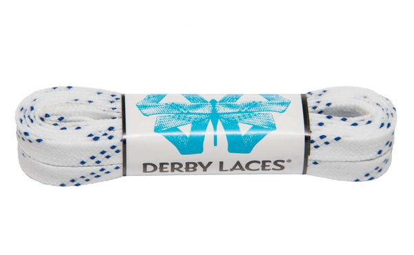 Derby Laces (Waxed 10mm) - White with Blue Tracer