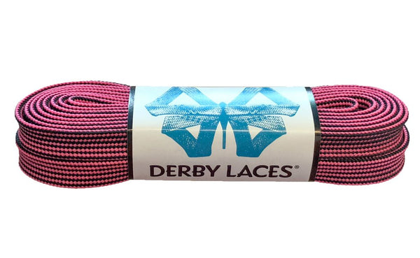 Derby Laces (Waxed 10mm) - Black/Hot Pink Stripe