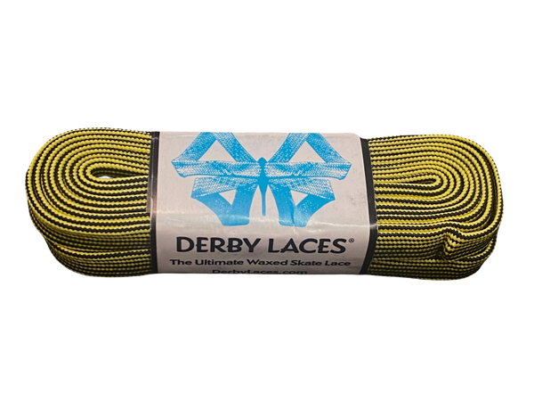 Derby Laces (Waxed 10mm) - Black/Yellow Stripe