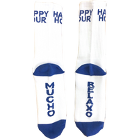 Happy Hour Mucho Relaxo White/Blue Crew Socks - 1pr