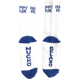 Happy Hour Mucho Relaxo White/Blue Crew Socks - 1pr