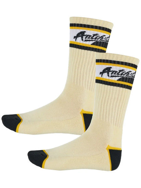 Anti Hero Scratch Crew Socks - Cream/Yellow/Black (1pr)